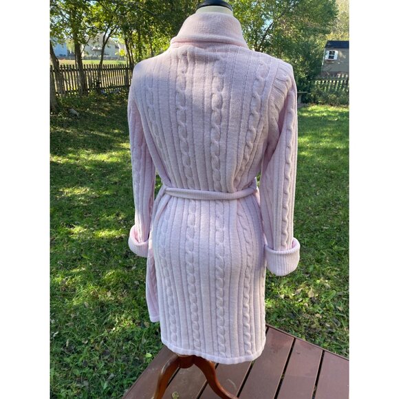 Soft Pink Jasmine Rose Intimates Cable Knit Plush Wrap Robe Sleepwear S/P - Picture 9 of 11